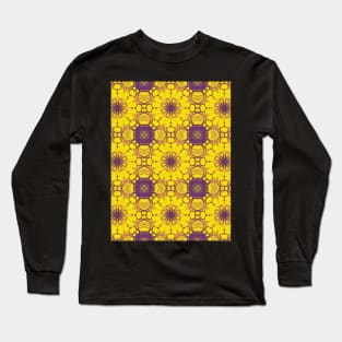 Yellow and Purple Flower Looking Pattern - WelshDesignsTP004 Long Sleeve T-Shirt